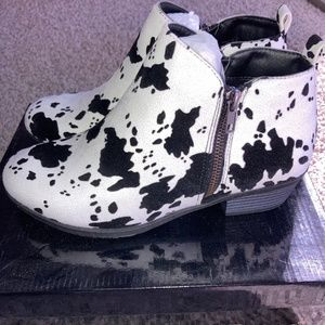 Cow print booties